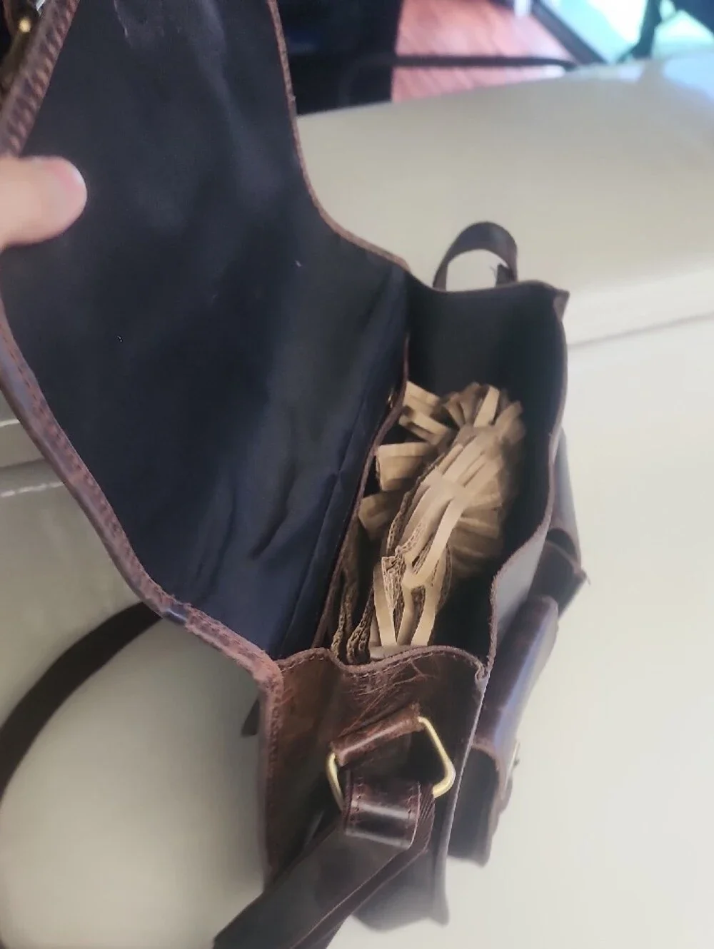 Leather Messenger Bag - Dark Brown